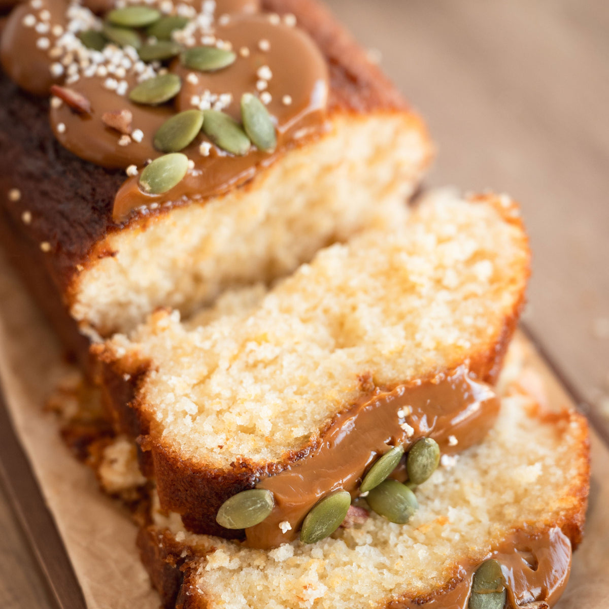 Panqué de elote y dulce de leche
